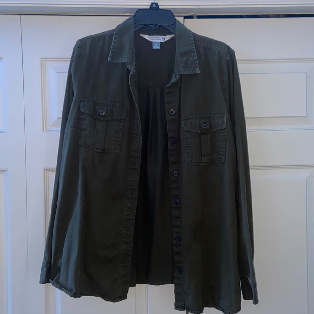 olive green, old navy flannel